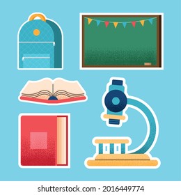 five school supplies set icons
