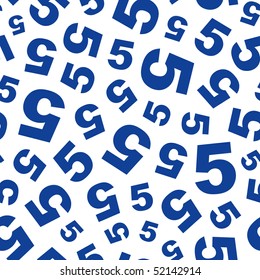 Five. Seamless pattern with number mix.