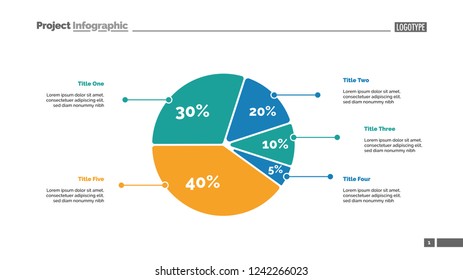 Five Sectors Pie Chart Slide Template Stock Vector (Royalty Free ...