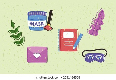 five self care set icons