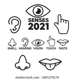 Five senses icons. 5 senses symbols