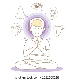 Five senses image - Yoga pose - Man