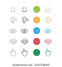 Five Senses Organ Icon Set Vector Design.