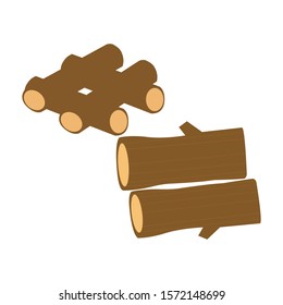 Five seperate well drawn woodin logs on white