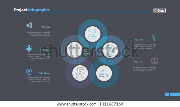 Five Sequences Diagram Slide Template Stock Vector (Royalty Free ...