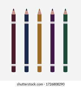 Five set of colored pencils