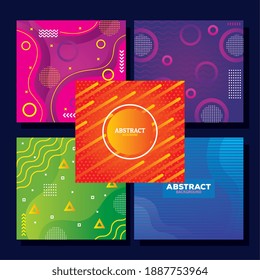 five set colors memphis abstract backgrounds vector illustration design