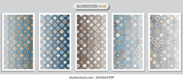 Five Sets Seamless Pattern Background Vector Design For Wallpaper, Banner, Card, Cover, Decoration, Illustration Etc