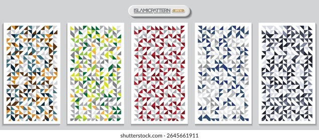 Five Sets Seamless Pattern Background Vector Design For Wallpaper, Banner, Card, Cover, Decoration, Illustration Etc