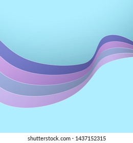 Five sheets of wavy paper . Vector illustration in paper cut. musical score. 