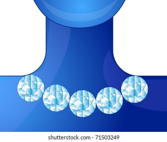 Five shiny diamonds on neck