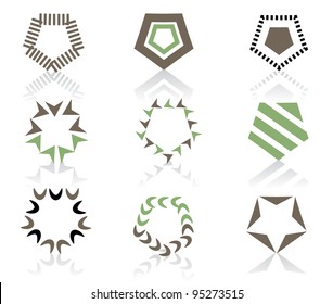 Five Sided Icon Symbol Logo Element set EPS 8 vector, grouped for easy editing. No open shapes or paths.