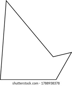 Five Sided Polygon, all sides are unequal in length and interior angles are less than 180 degree, vintage line drawing or engraving illustration.