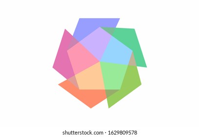 Five Sided Star Geometric Polygon Transformation, Five  Colors