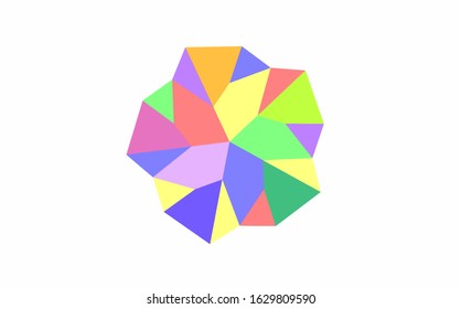 Five Sided Star Geometric Polygon Transformation, Rainbow Pinwheel Symbolic Icon in Five Colors