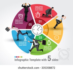 Five sides infographic template, a vector chart with 5 options used for web, banners, reports, presentation and brochures.