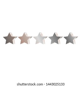 Five silver stars isolated decor