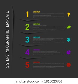 Five simple color steps process infographic template