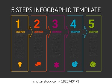 Five simple color steps process infographic template