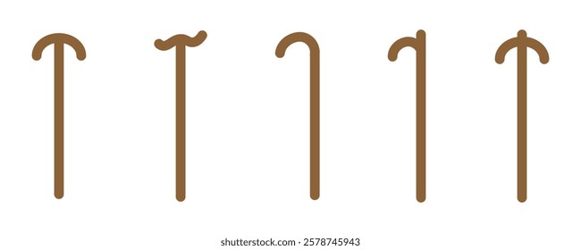 Five Simple Walking stick icon on a white background vector illustration.