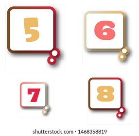 Five, six, seven, eight golden vintage numbers with shadow. Numbers of lines with flourishes. Font in royal style.