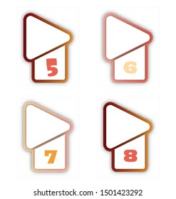 Five, six, seven, eight golden vintage numbers with shadow. Numbers of lines with flourishes. Font in royal style.