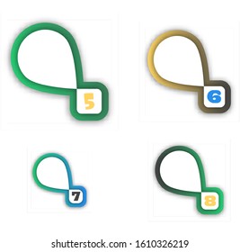 Five, six, seven, eight golden vintage numbers with shadow. Numbers of lines with flourishes. Font in royal style.