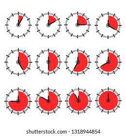 Five to Sixty Minutes Stop Watch Illustration, stock vector
