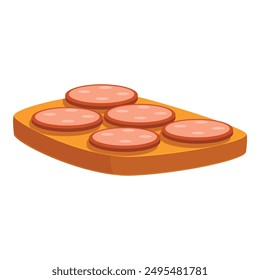 Five slices of salami are sitting on a slice of bread, making a delicious and simple snack