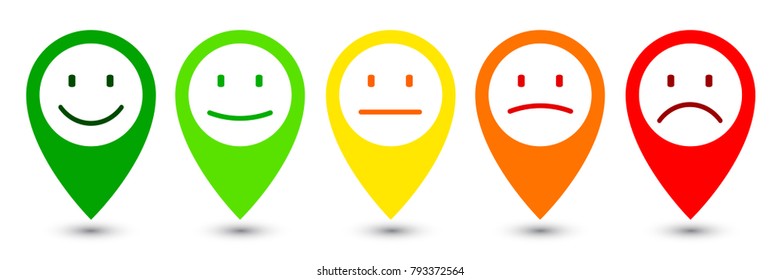 Five smilies location - stock vector