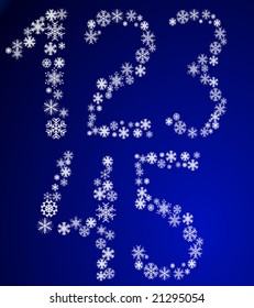 Five snowflake letters. Vector illustration.