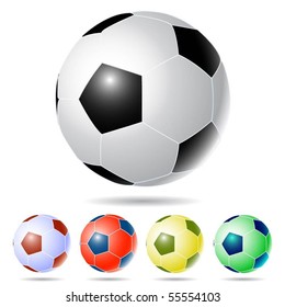 Five Soccer Balls On White Background Stock Vector (Royalty Free ...