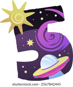 Five Space Number Vector Illustration