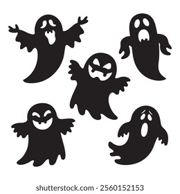 Five Spooky Ghost Silhouettes for Halloween Design