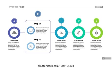 Five stage process chart slide template