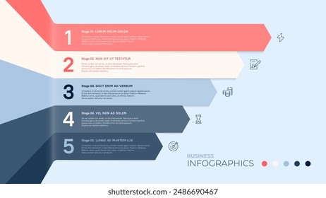 Cinco etapas o puntos. Plantilla de infografías de Vector 