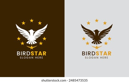 Five star, 5 star flower, five star bird, fly sky company modern unique logo concept sample idea 