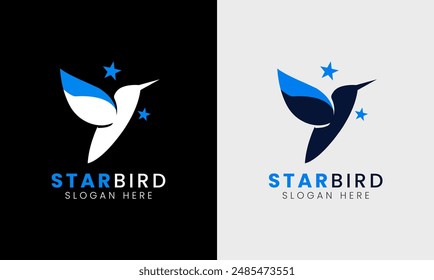 Five star, 5 star flower, five star bird, fly sky company modern unique logo concept sample idea 