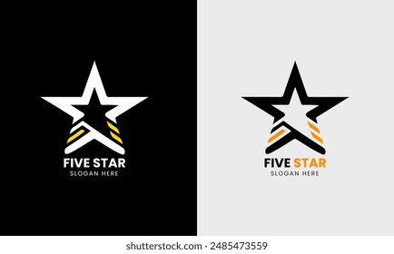 Five star, 5 star flower, five star bird, fly sky company modern unique logo concept sample idea 