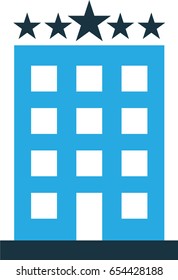 Five Star Building Colorful Icon Symbol. Premium Quality Isolated Hotel  Element In Trendy Style.