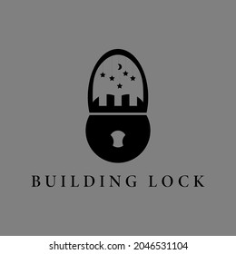 Five star building logo design and lock can be used for any company