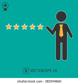 Five star business concept vector icon EPS 10. Success businessman sign.