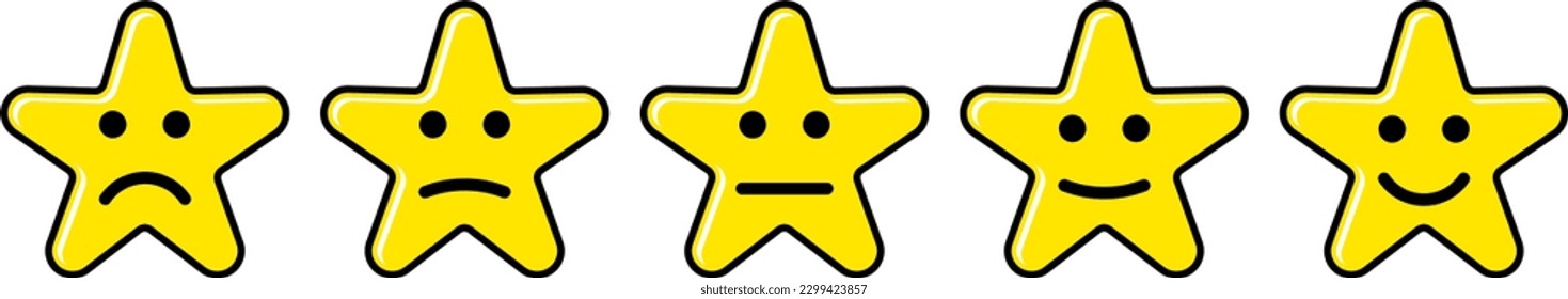 five star clipart vector with expression