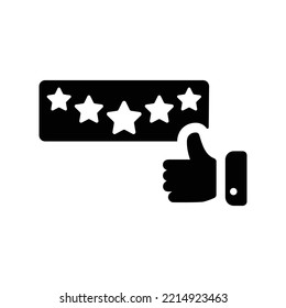 Five Star Content icon. Black vector graphics.