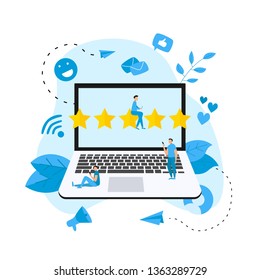 Five star customer online rating. Concept of feedback.	