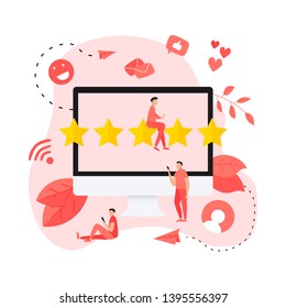 Five star customer online rating. Concept of feedback.	