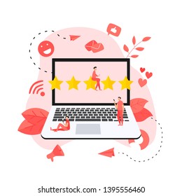 Five star customer online rating. Concept of feedback.	