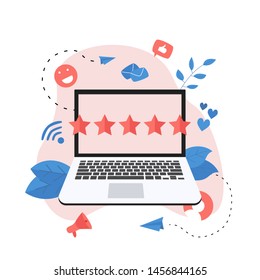 Five star customer online rating. Concept of feedback
