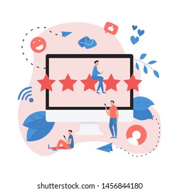 Five star customer online rating. Concept of feedback