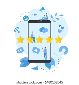 Five star customer online rating. Concept of feedback.